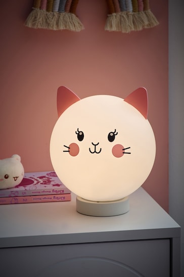 White Kawaii Cat Table Lamp