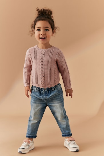 Pink Cable Stitch Jumper (3mths-7yrs)