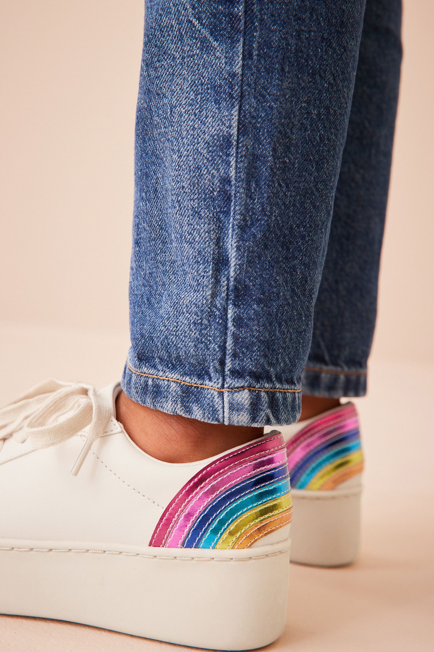 White rainbow platform sneakers discount