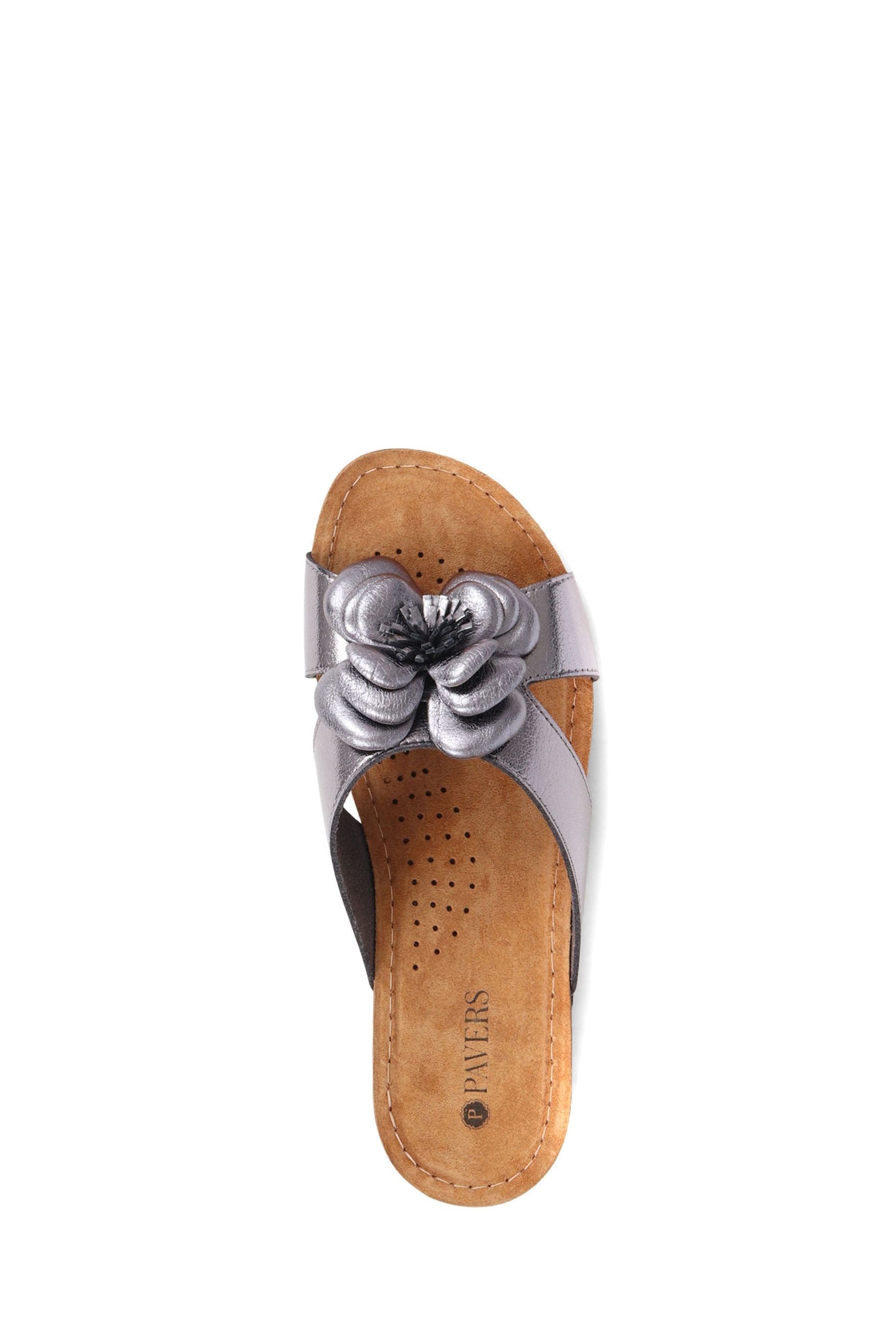 Pavers Silver Embellished Mule Sandals