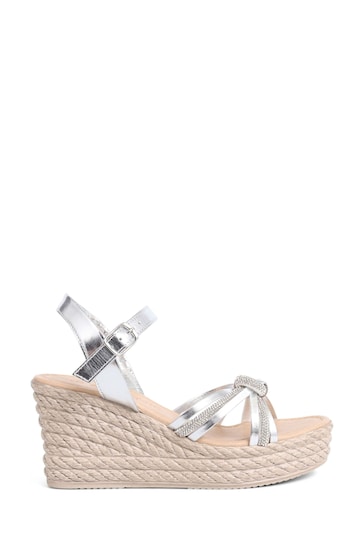 Pavers Silver Strappy Wedge Sandals