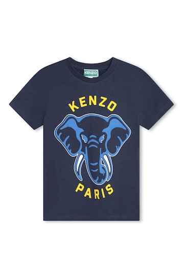 KENZO KIDS Navy Elephant Logo T-Shirt