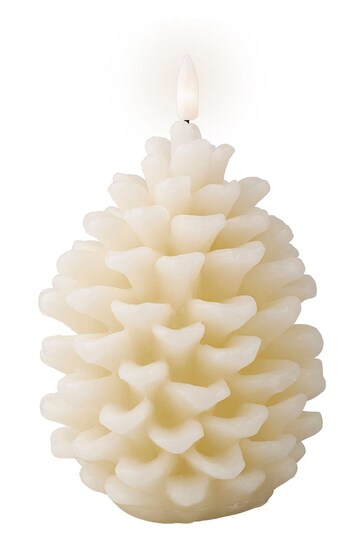 Lumineo Cream Christmas Pinecone LED Candle
