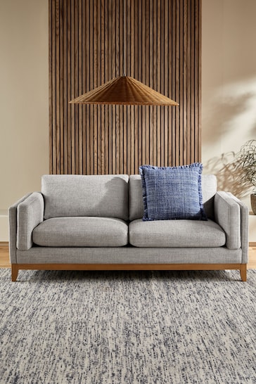 Chunky Weave Dove Grey Bennett Wooden 3 Seater Sofa