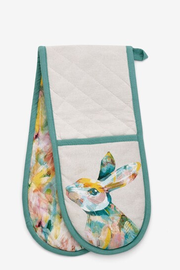 Teal Blue Bright Bunny Rabbit Oven Gloves