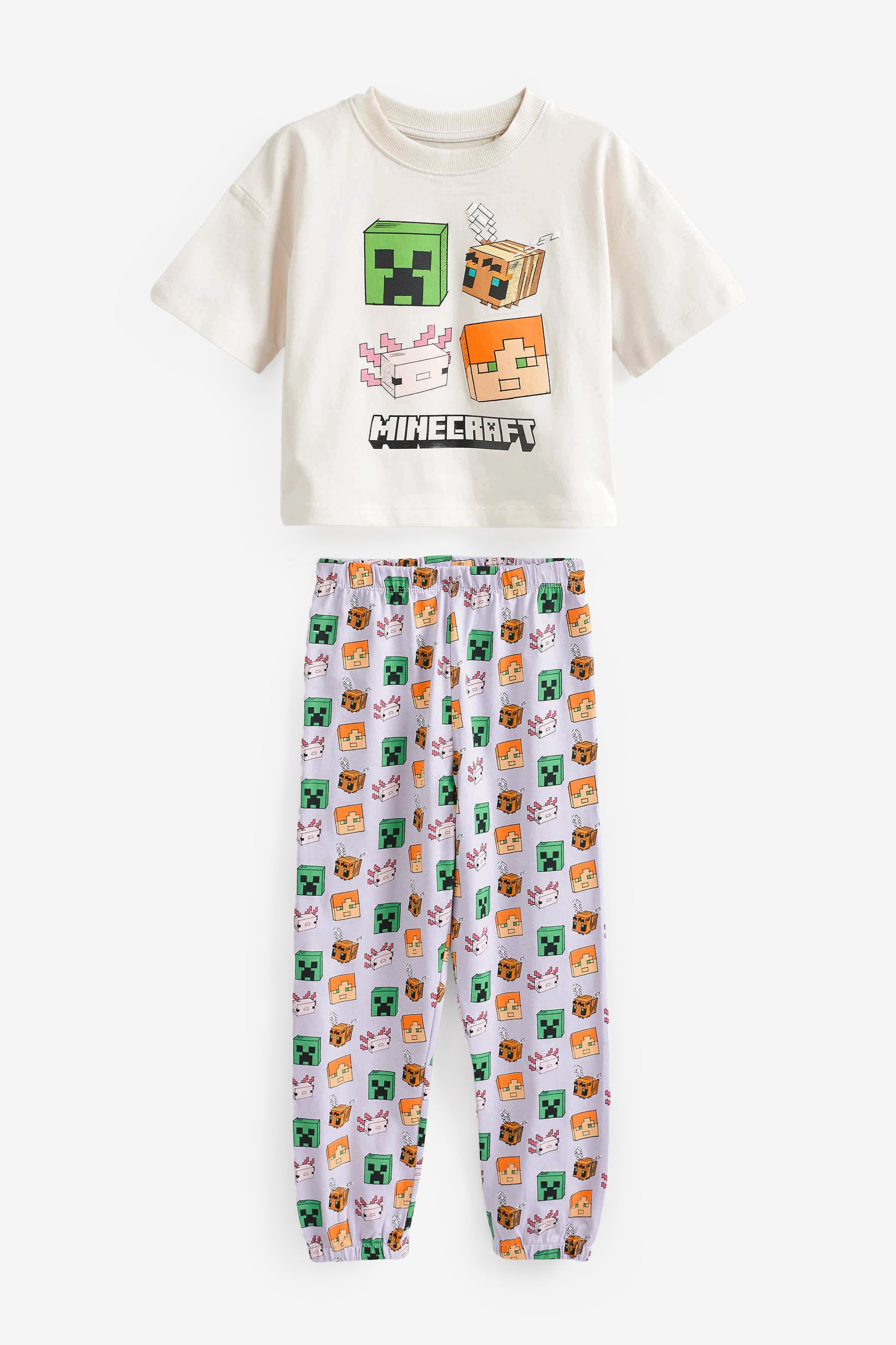 Buy Lilac Purple Ecru Cream Minecraft Pyjamas 5 16yrs from the