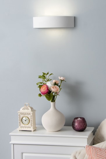 BHS White Baza Up Down Paintable Plaster Wall Light