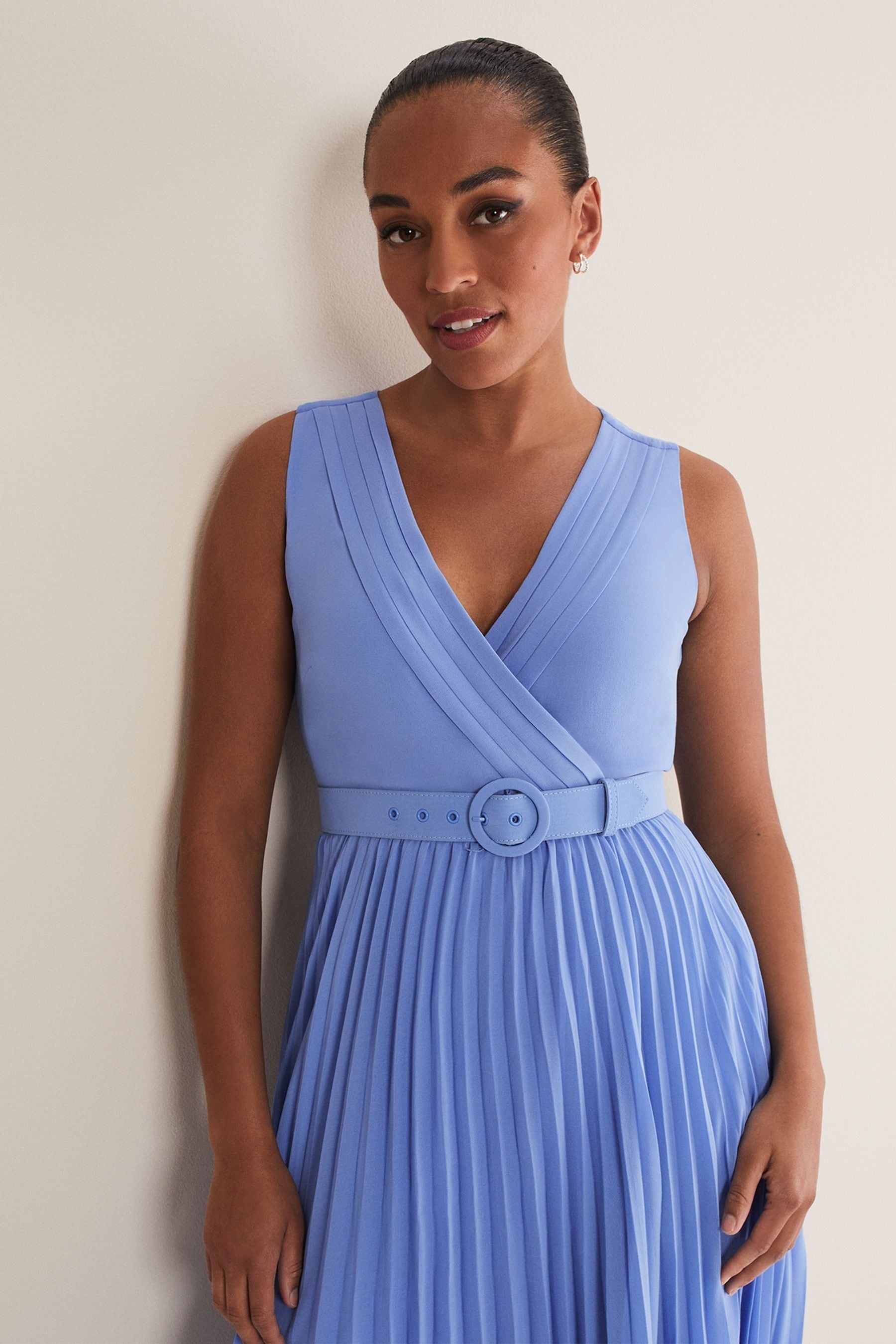 Buy Phase Eight Blue Brianna Pleated Midaxi Dress from the Next UK