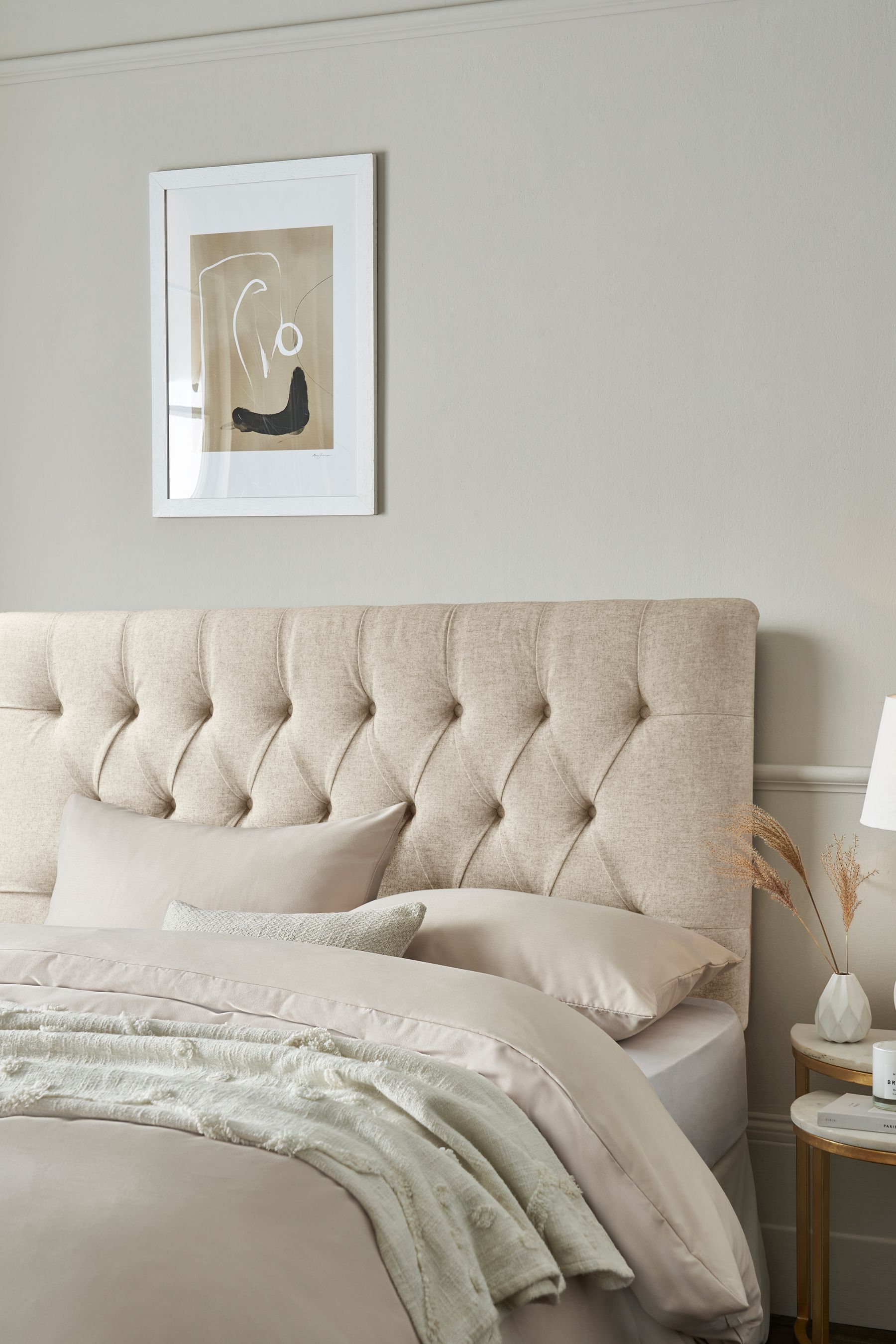 Cream top tufted headboard