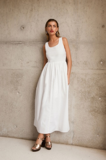White Summer Poplin Dress