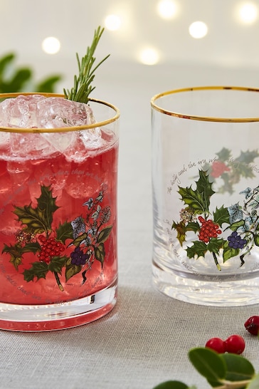 Portmeirion Set of 4 The Holly and the Ivy Old Fashioned Glasses
