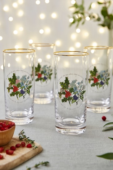Portmeirion The Holly and the Ivy Set of 4 Hiball Glasses
