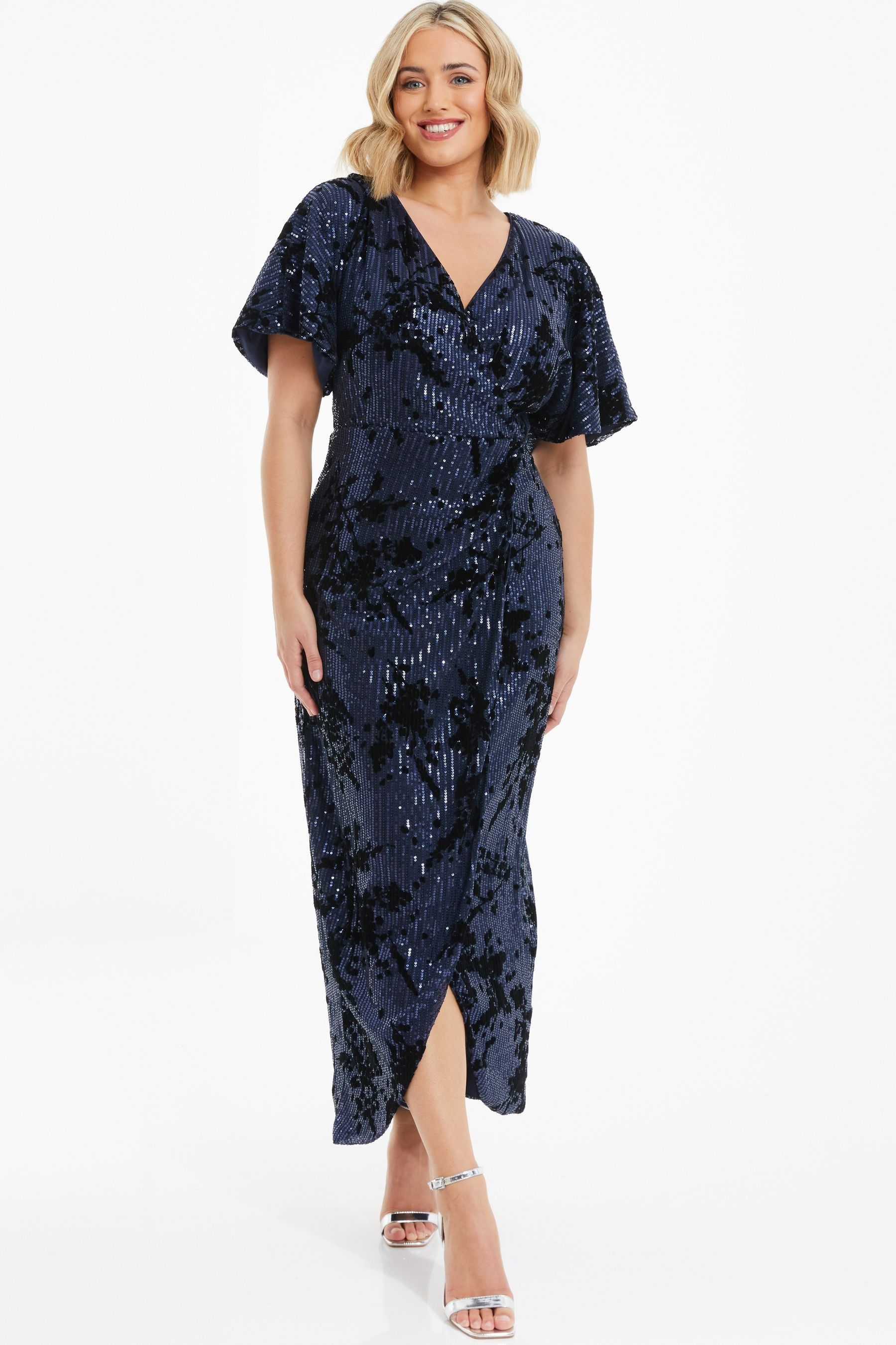 Quiz sequin 2025 wrap dress