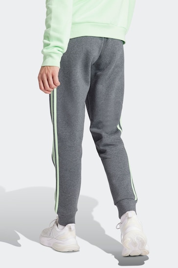 adidas Light Grey Sportswear Essentials Fleece 3-Stripes Tapered Cuff Joggers