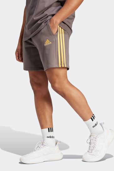 adidas Brown Sportswear Essentials French Terry 3-Stripes Shorts