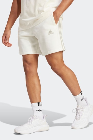 adidas White Sportswear Essentials French Terry 3-Stripes Shorts