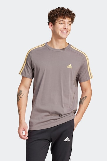 adidas Brown Sportswear Essentials Single Jersey 3-Stripes T-Shirt