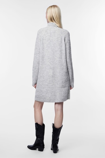 PIECES Grey Roll Neck Knitted Jumper Dress