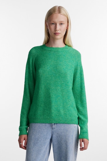 PIECES Green Crew Neck Soft Touch Jumper