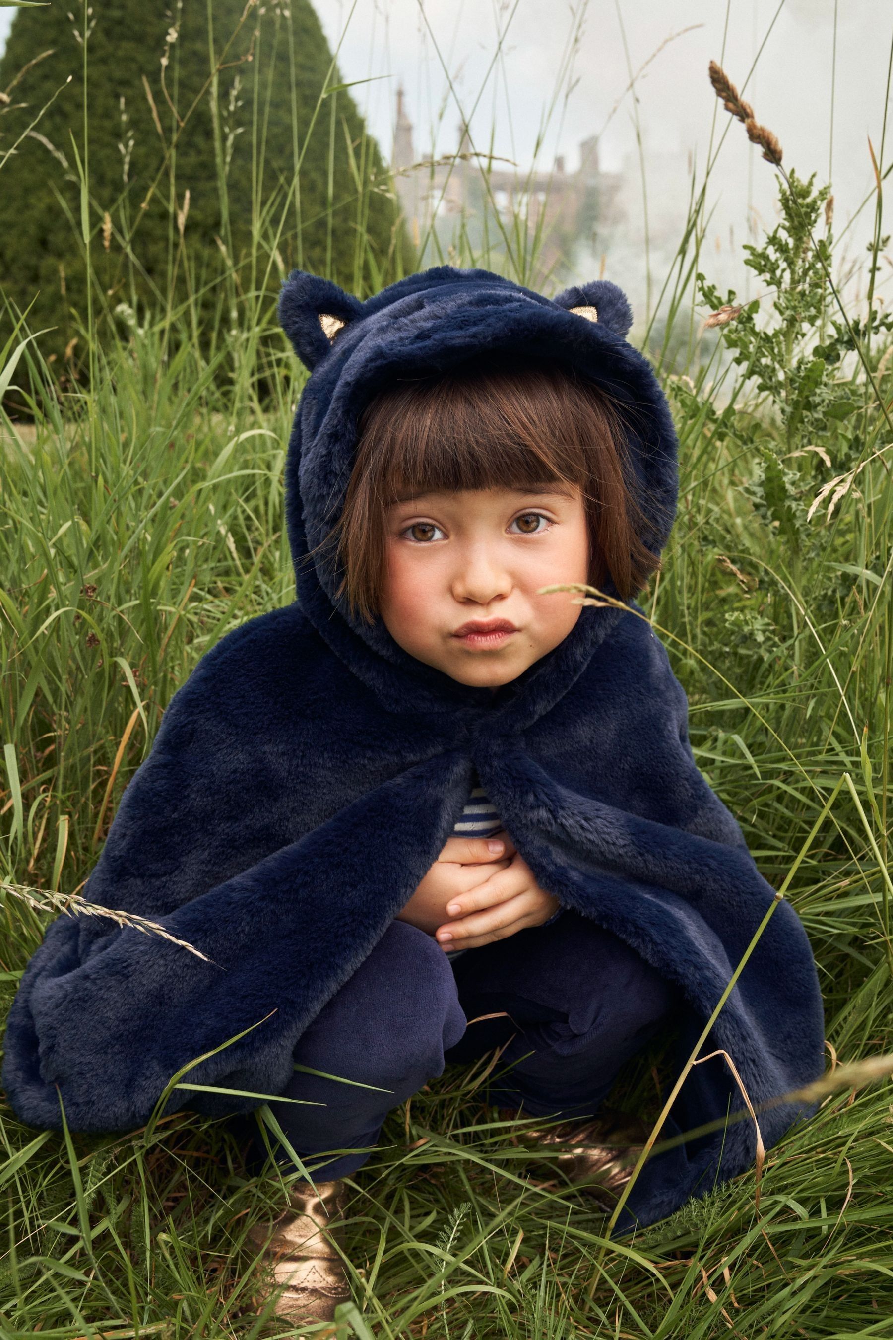 Boden Blue Cat Cape Dress