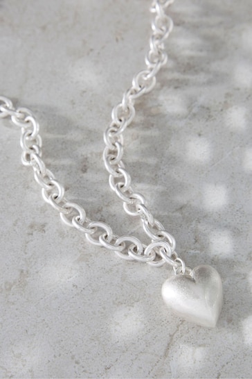 Mint Velvet Silver Tone Heart Necklace