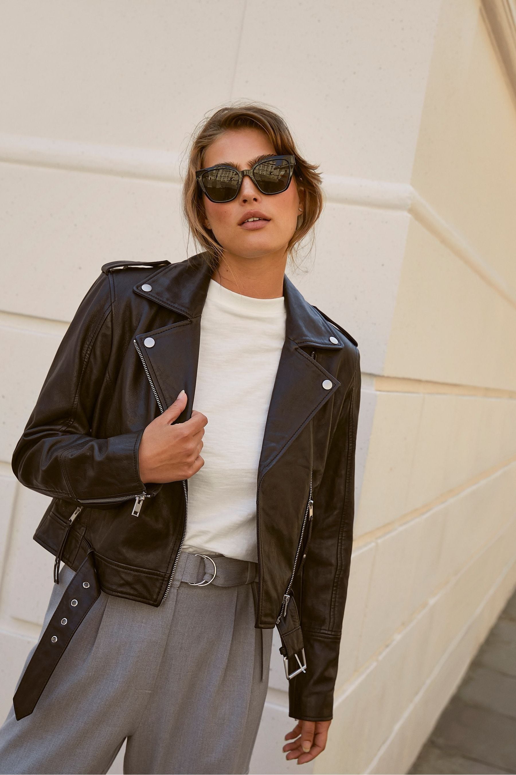 Mint velvet black discount leather biker jacket