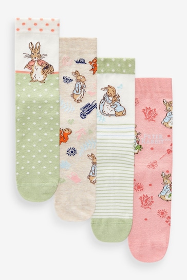 Pink/Green Peter Rabbit and Friends Ankle Socks 4 Pack