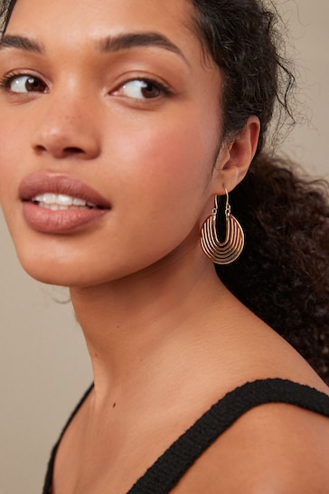 Gold Tone Hammered Hoop Earrings Made With Recycled Metal