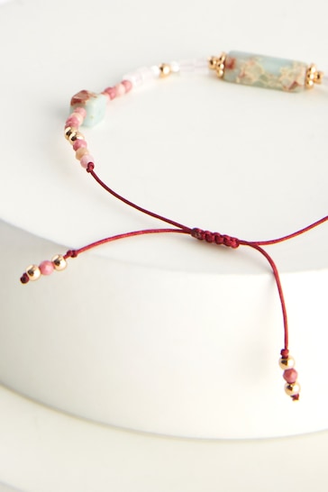 Pink Semi Precious Stone Beaded Bracelet