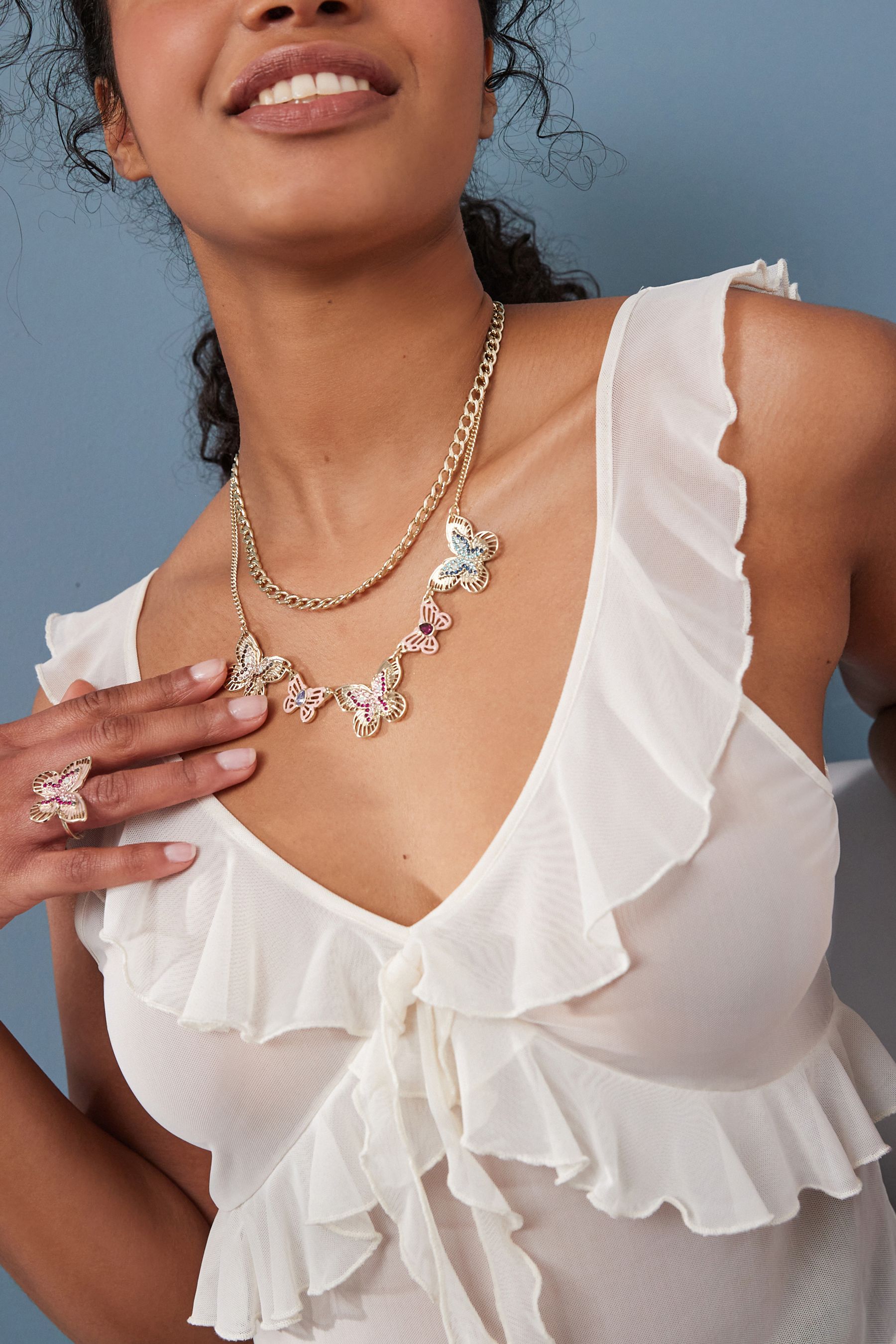 Buy Gold Tone Butterfly Statement Necklace from the Next UK online
