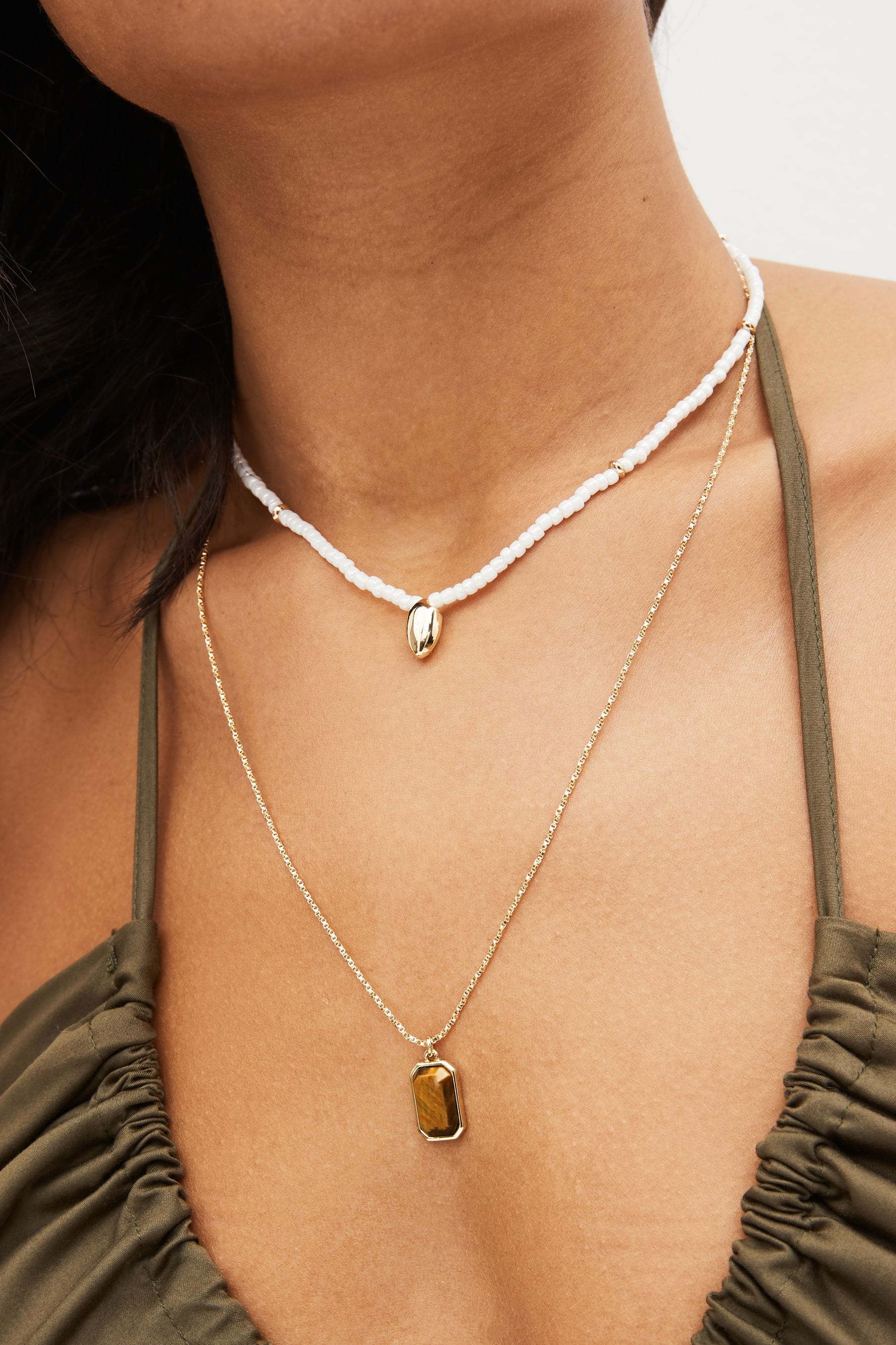 Two tone layered necklace sales