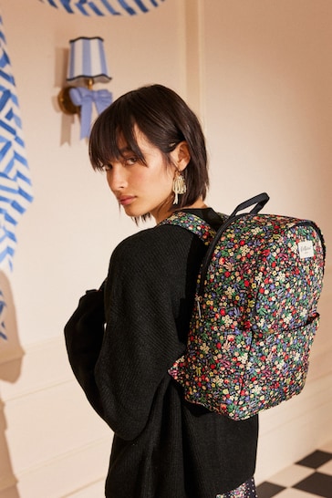 Cath Kidston Black Ditsy Floral Compact Backpack