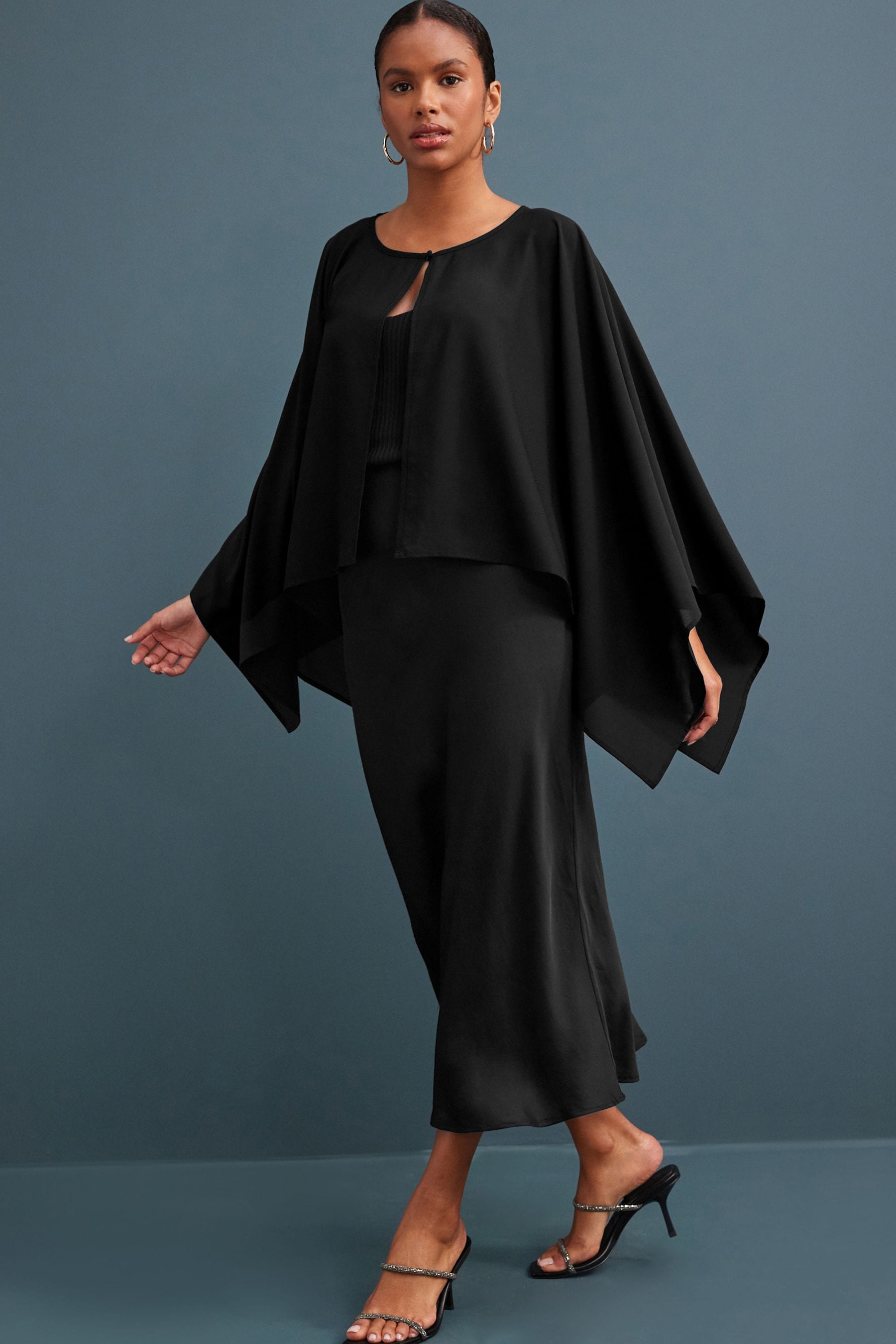 Buy Black Chiffon Cape Cover Up from the Next UK online shop
