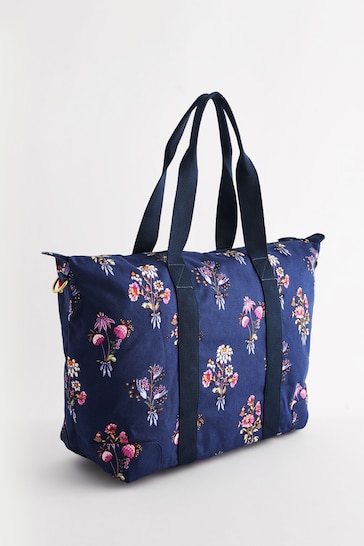 Cath Kidston Navy Blue Floral Bunches Strappy Overnight Bag