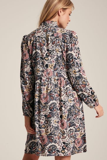 Joules Layla Brown Floral Frilled Midi Dress