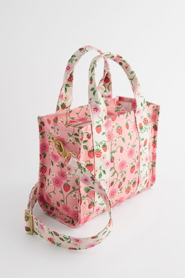 Cath Kidston Pink Floral Print Mini Bonded Cross Body Tote Bag