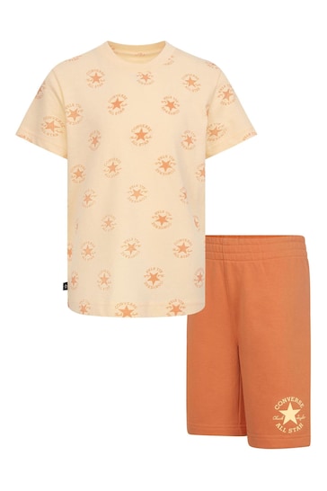 Converse Orange Converse Green T-Shirts and Shorts Set