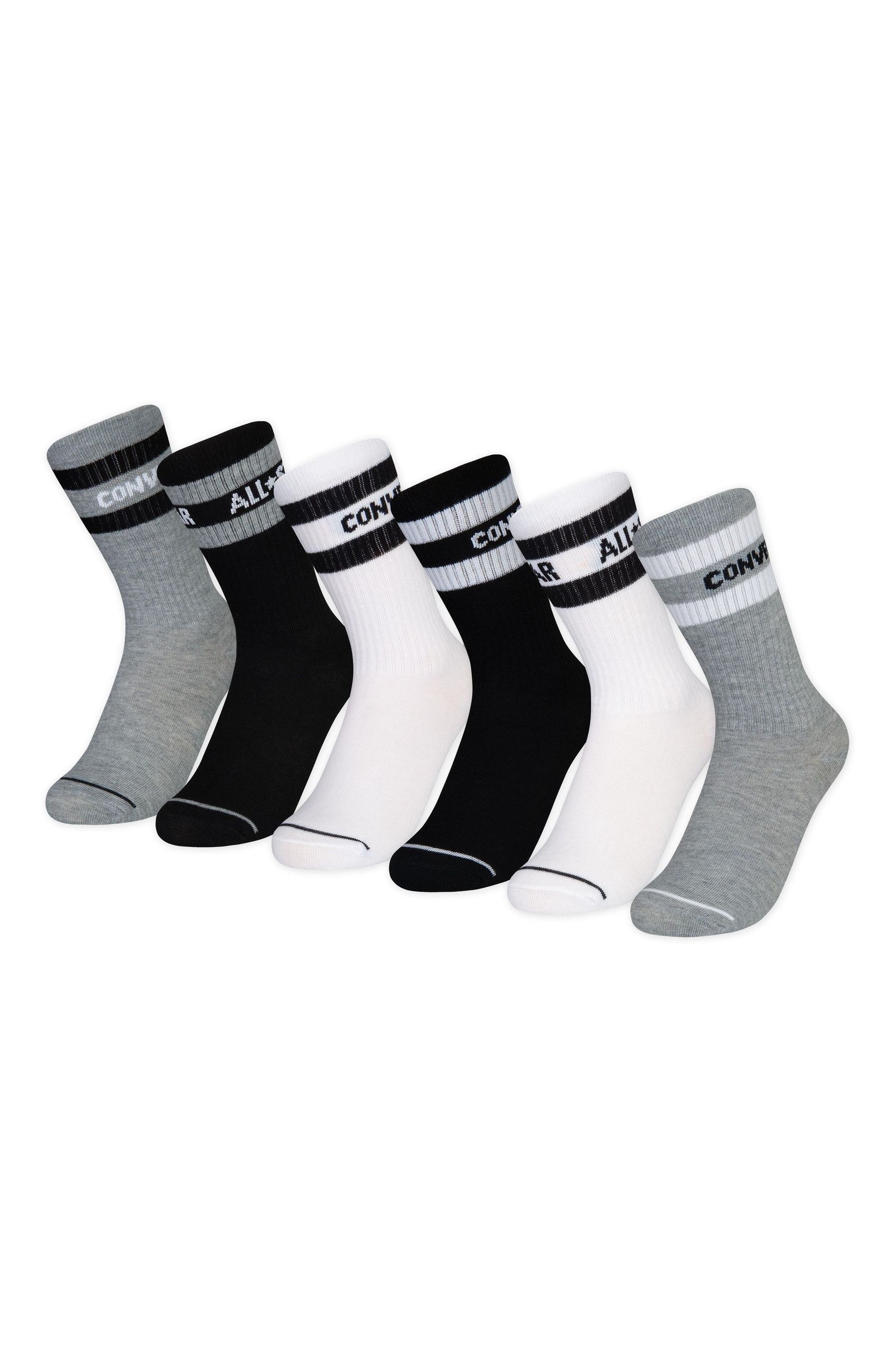 Buy Converse Grey Basic Wordmark Crew Socks 6 Pack from the Next