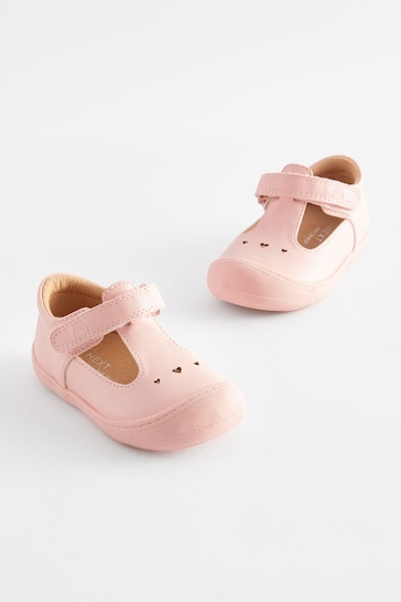 Pink Wide Fit (G) Crawler T-Bar Shoes