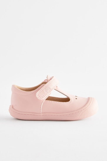 Pink Wide Fit (G) Crawler T-Bar Shoes