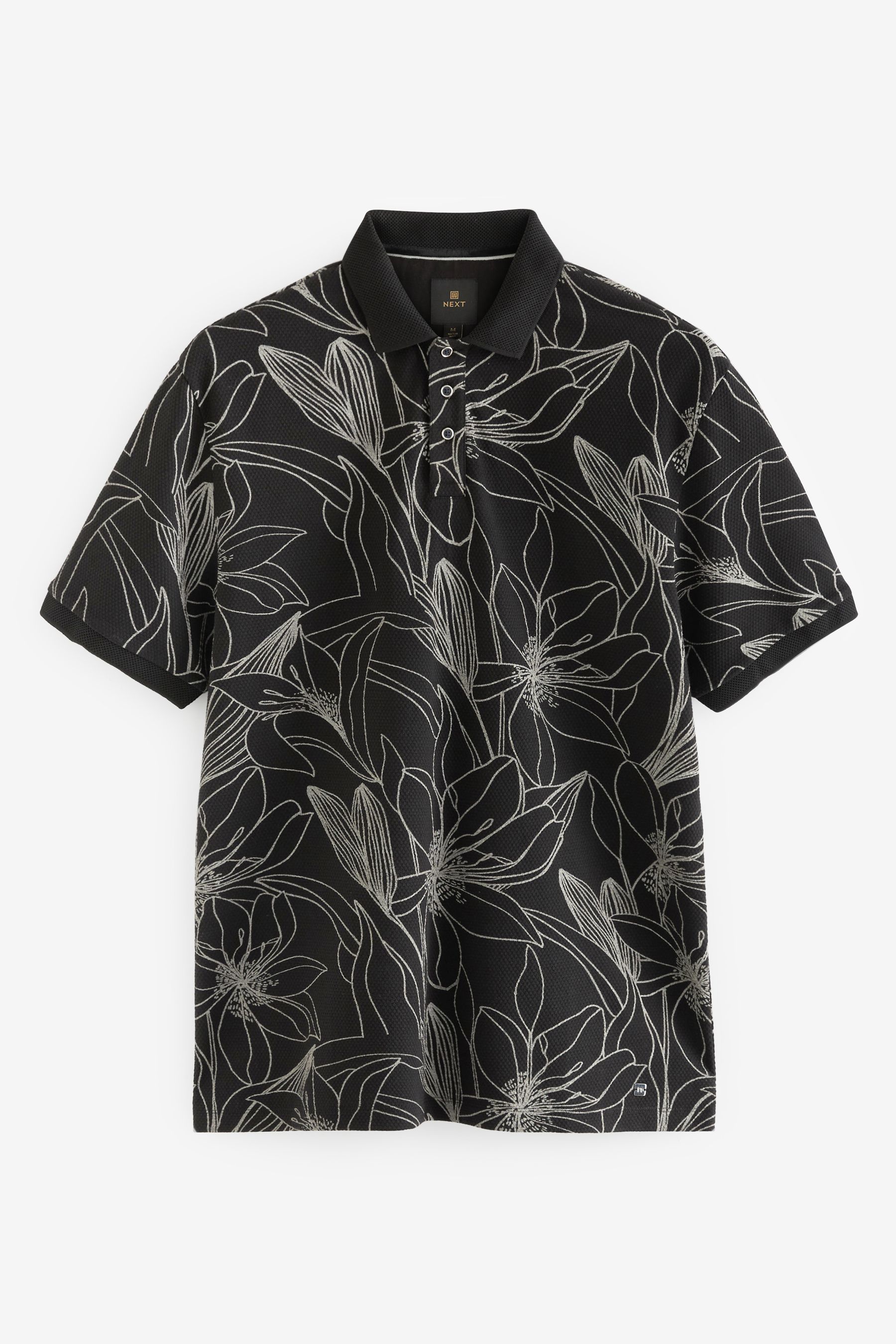 Black floral polo clearance