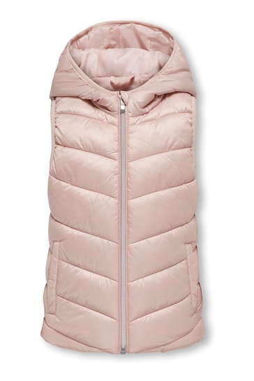 ONLY KIDS Pink Zip Up Hooded Gilet