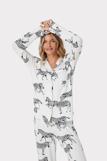 Chelsea Peers White Button Up Printed Long Set