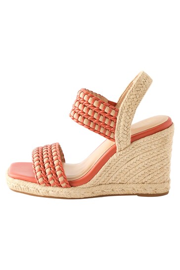 Orange Forever Comfort® Square Toe Weave Wedges