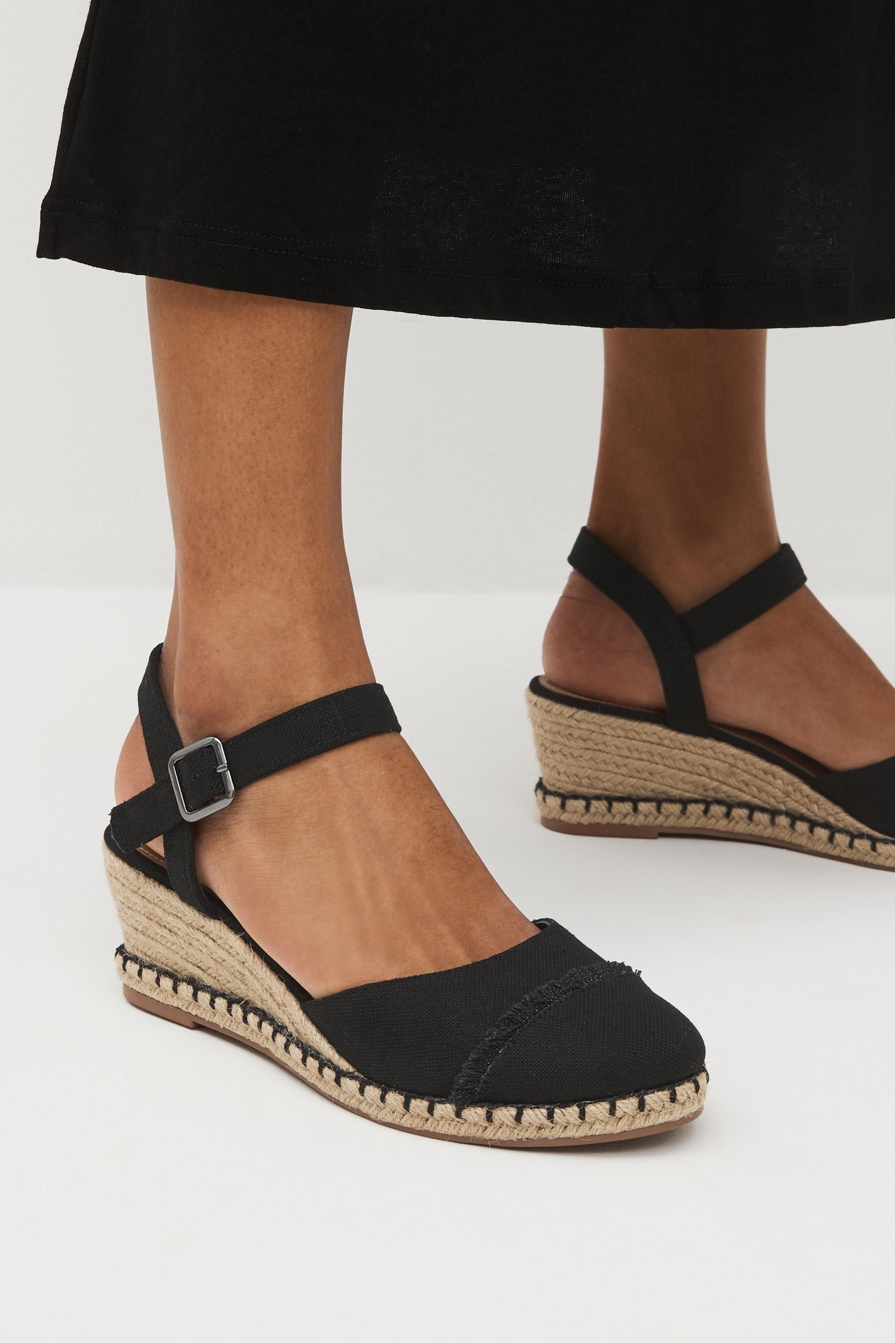 Buy Black Standard Wide Fit Forever Comfort Toe Cap Closed Toe Wedges from the Next UK online shop