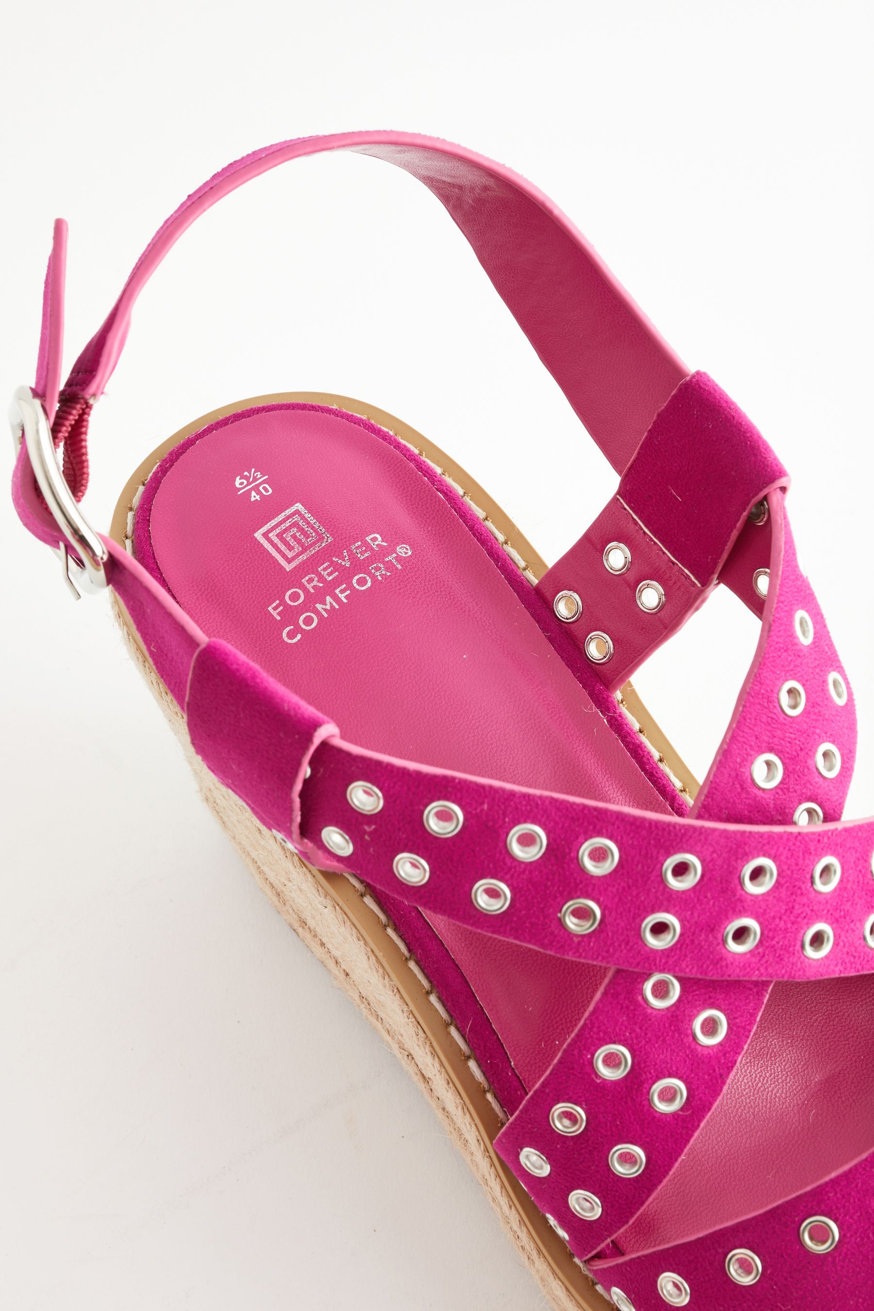 Pink Forever Comfort Eyelet Detail Wedges