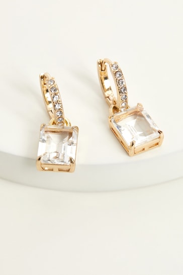 Lauren Ralph Lauren Gold Tone Beldon Crystal Huggie Earrings