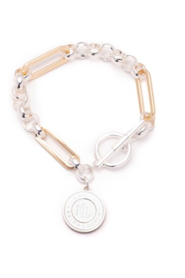 Lauren Ralph Lauren Gold Tone Wrenley Logo Coin Bracelet