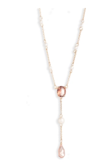 Lauren Ralph Lauren Adelaide Gold Tone, Pink & Pearl Necklace