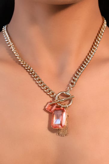 Lauren Ralph Lauren Kensington Gold Tone & Rose Peach Necklaces